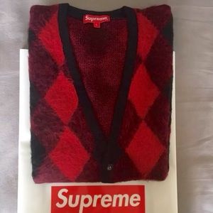 Supreme Argyle Cardigan LARGE - red